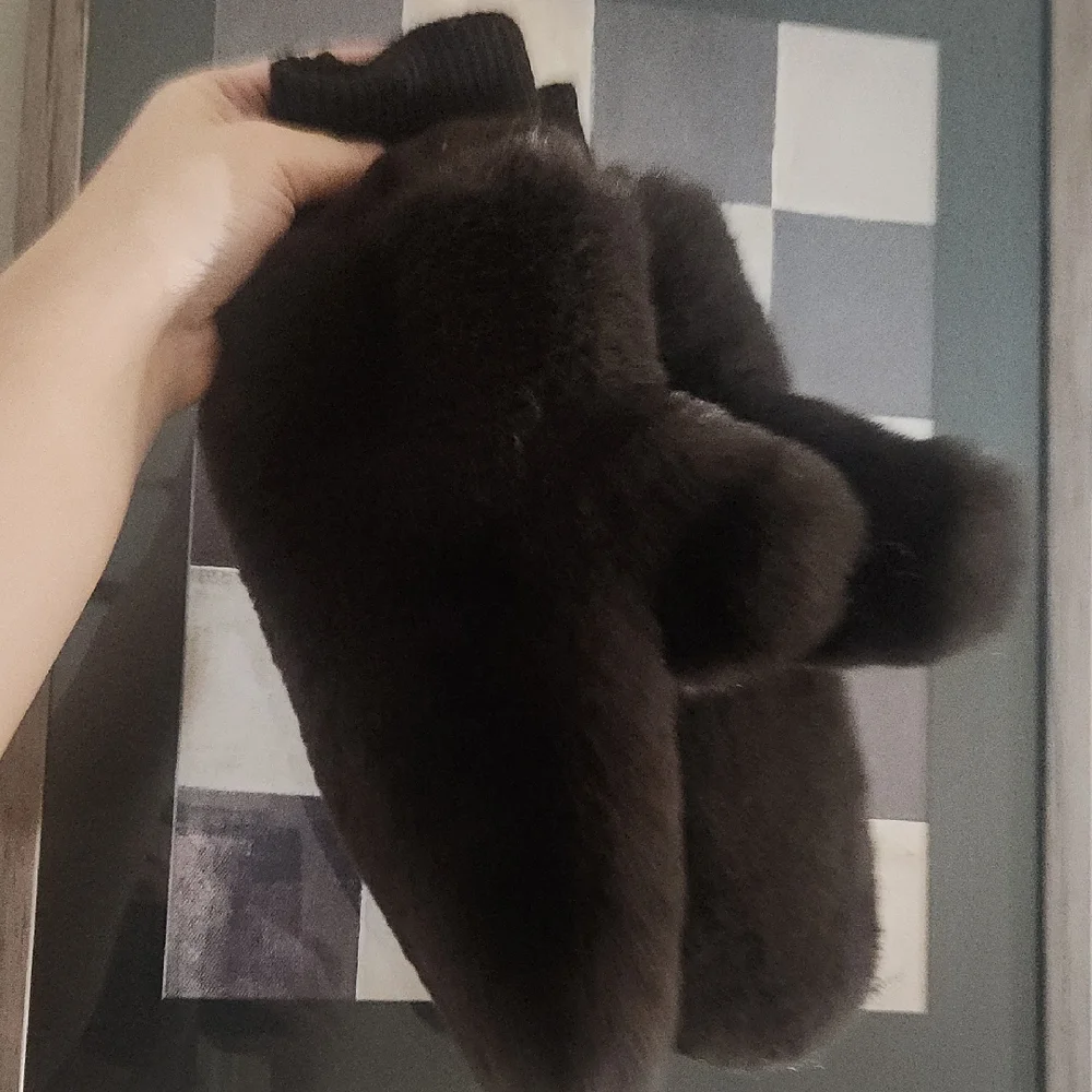 New! Luxurious Brown Fur Mittens - Picture 1 of 1